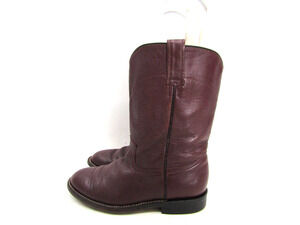 Cowtown Youth Size 4 EE Burgundy Leather Roper Cowboy Western Boots